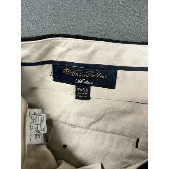 Brooks Brothers Pants Men 34x32 Black 100% Wool Madison‎ Dress Trousers - Picture 3 of 13